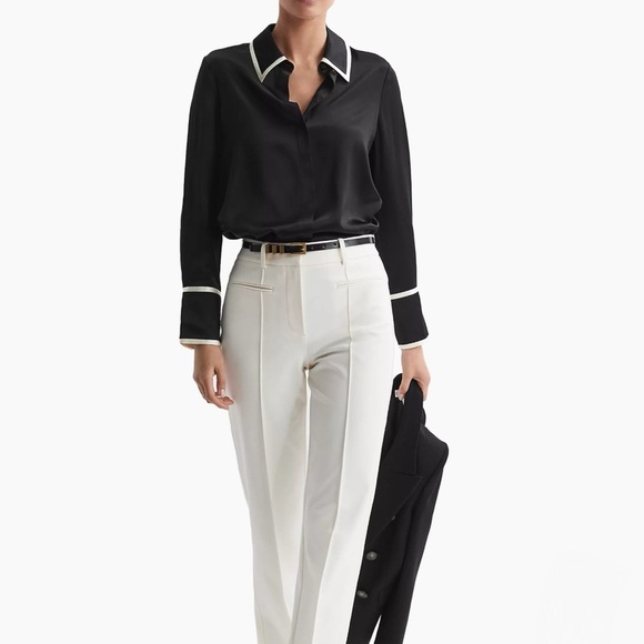 REISS Murphy Tipped Silk shirt - Picture 1 of 11
